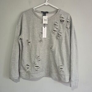 Generation Love Gray Tyrion Ripped Chainmail Sweatshirt Medium Metal Goth Grunge